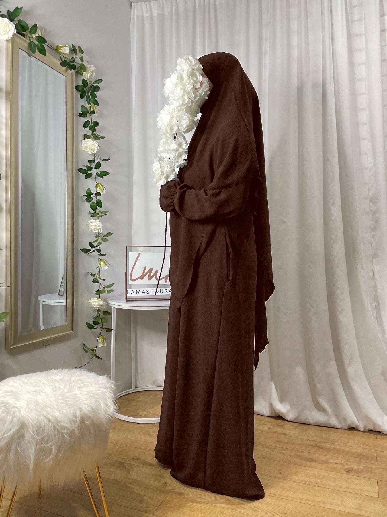 Khimar Ikhlass Abaya Set - Chocolate Brown
