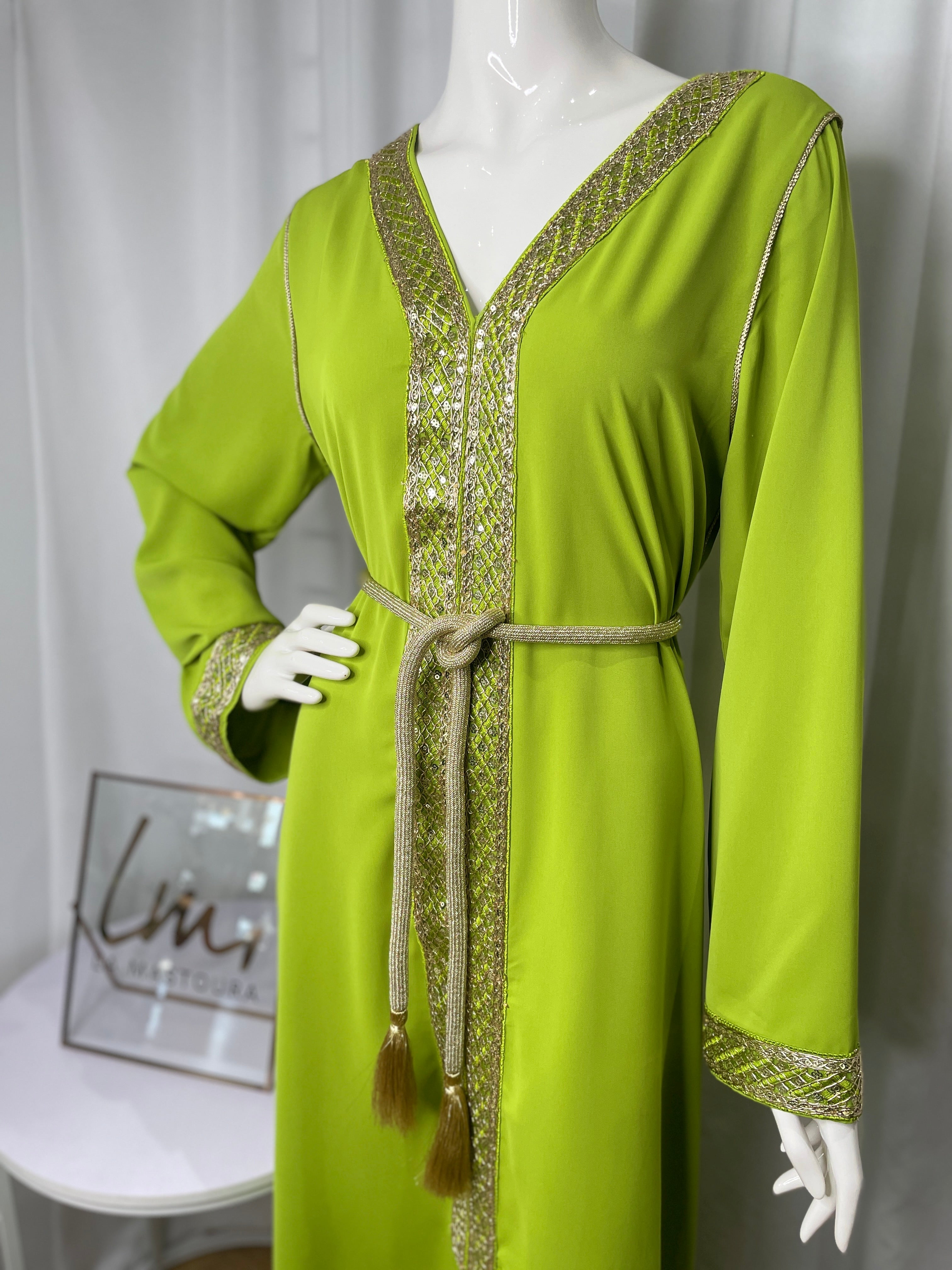 Dana Kaftan Dress - Pistachio Green