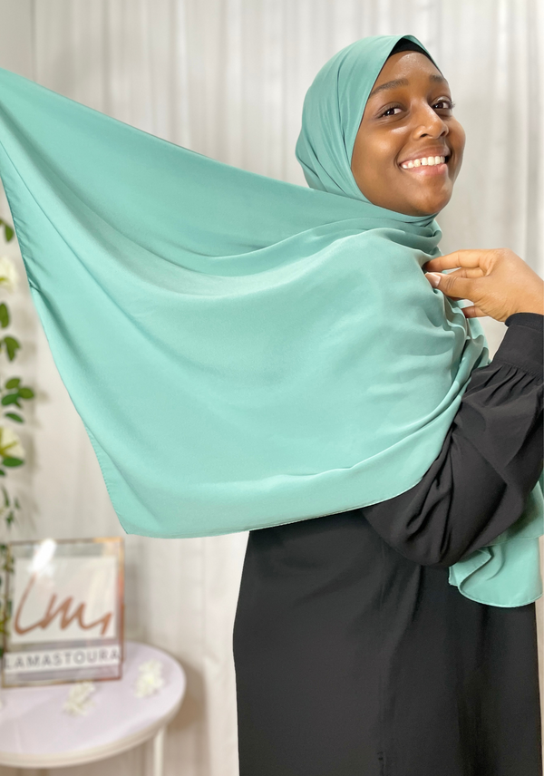 Hijab Soie de Médine Premium - Vert "Laguna"
