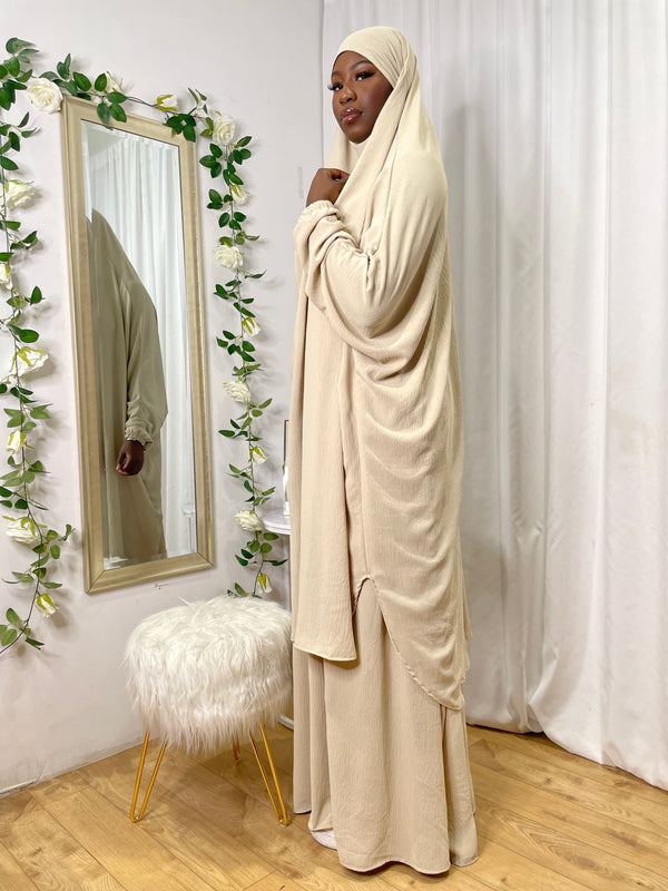 Jilbab Marwa avec jupe - Beige Crème