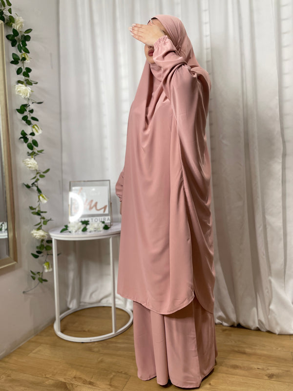 Jilbab Safaa avec jupe - Rose Poudre