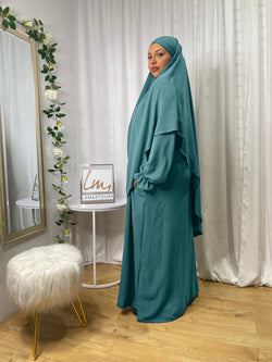 Ensemble Abaya Khimar Ikhlass - Vert Lagon