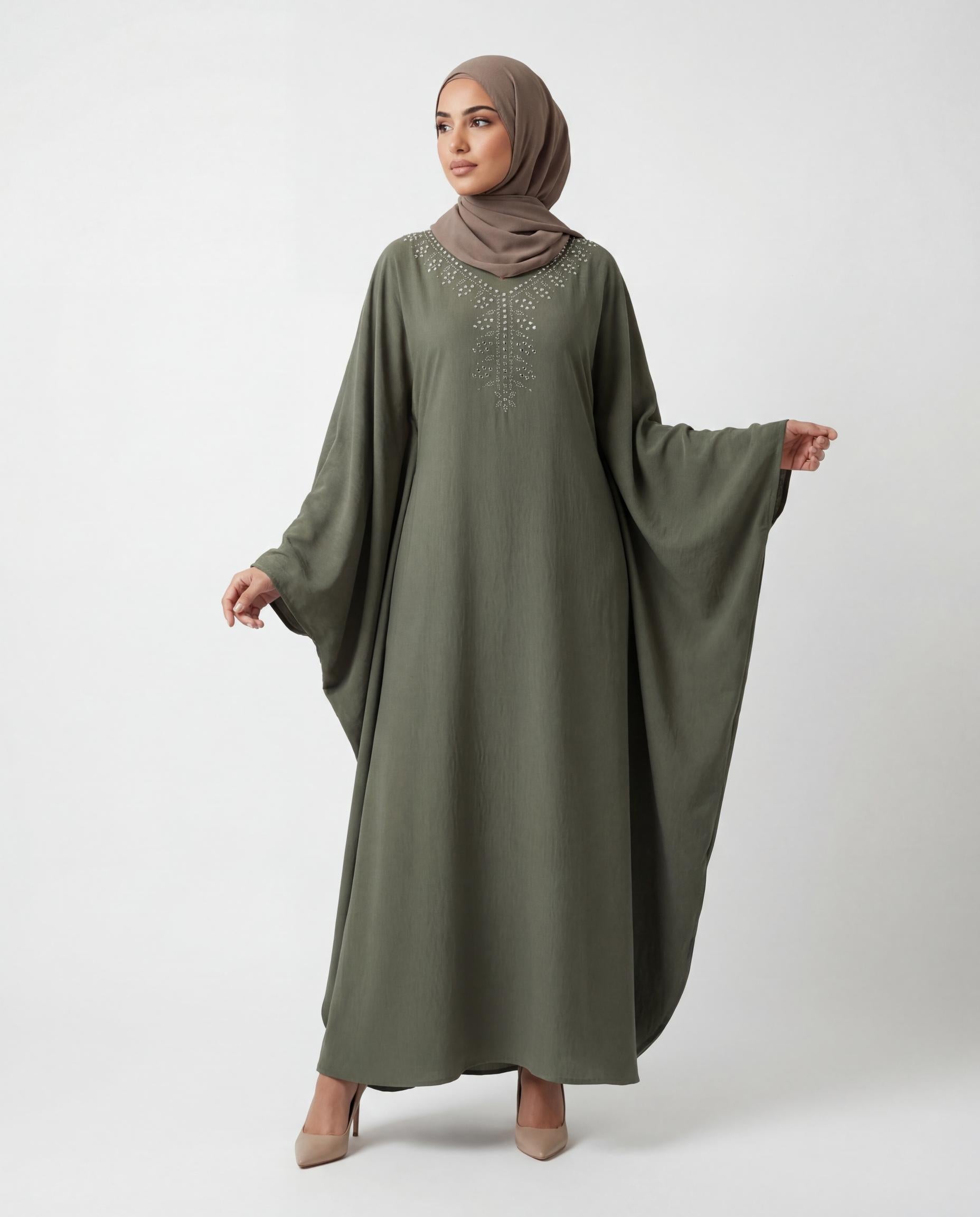 Abaya Iris - Kaki
