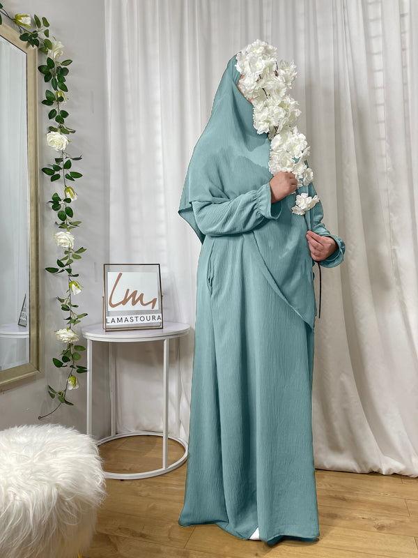 Ensemble Abaya Khimar Ikhlass - Vert d’Eau