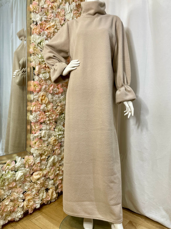 Robe Col Roulé - Beige