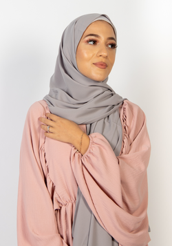 Premium medina silk hijab - Gray "Plata"