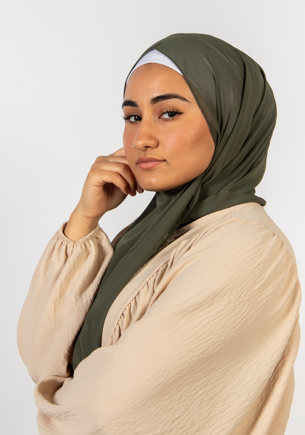 Chiffon hijab - "Oliva" green