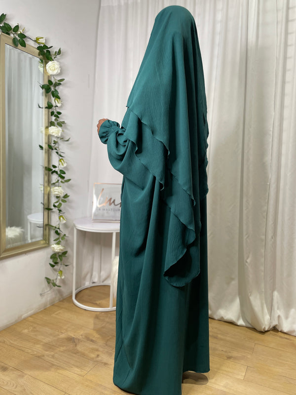 Abaya Khimar Roqaya set - bottle green