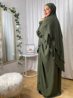 Abaya Khimar Roqaya set - khaki green