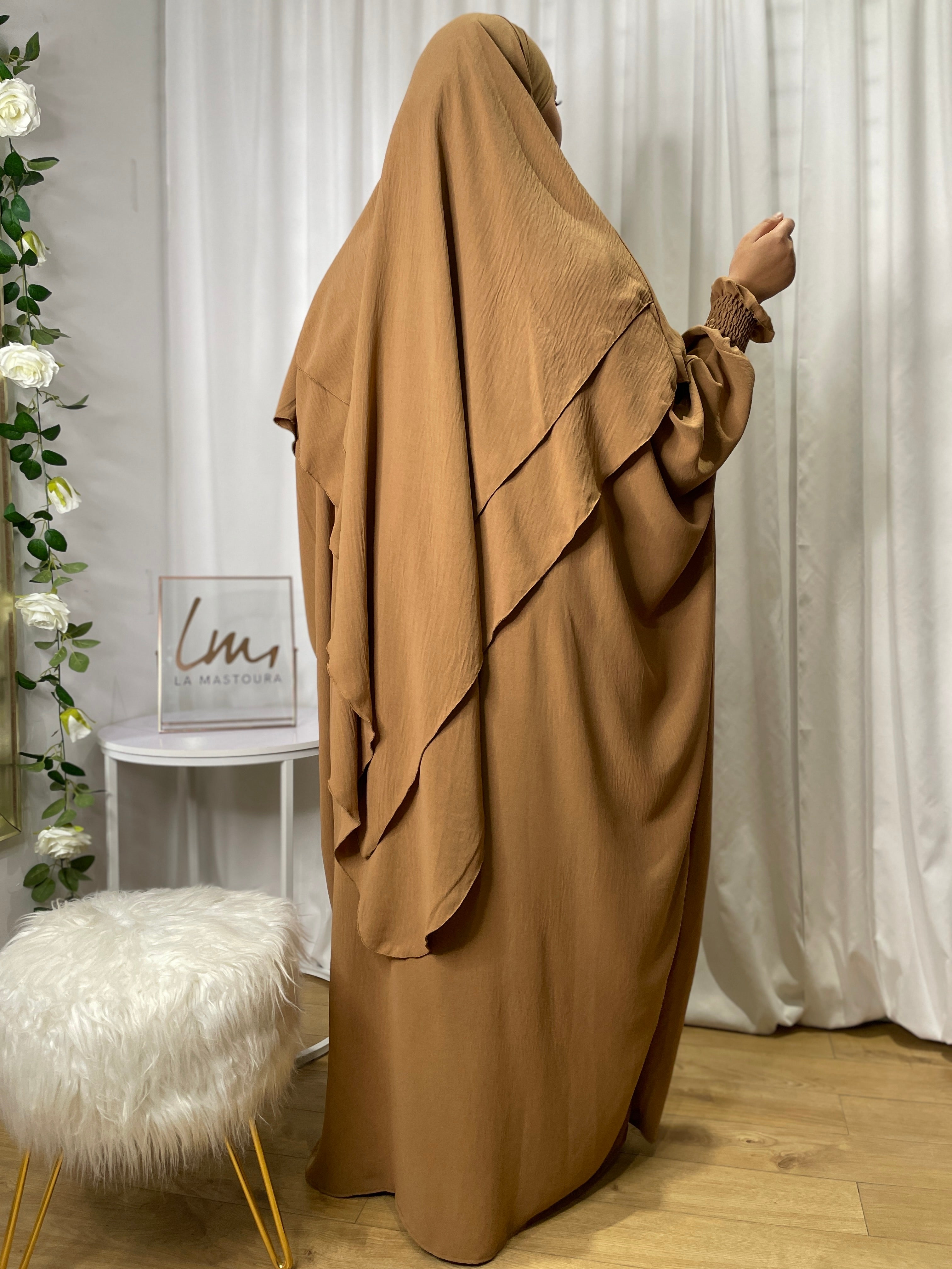Abaya Khimar Roqaya Set - Beige Camel