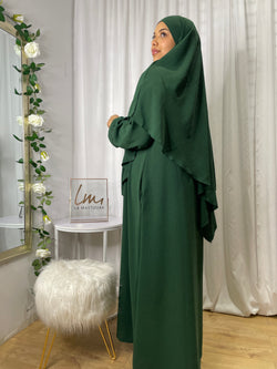 Ensemble Abaya Khimar Ikhlass - Vert Bouteille