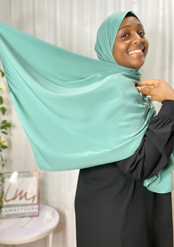 Premium Medina Silk Hijab - "Laguna" Green