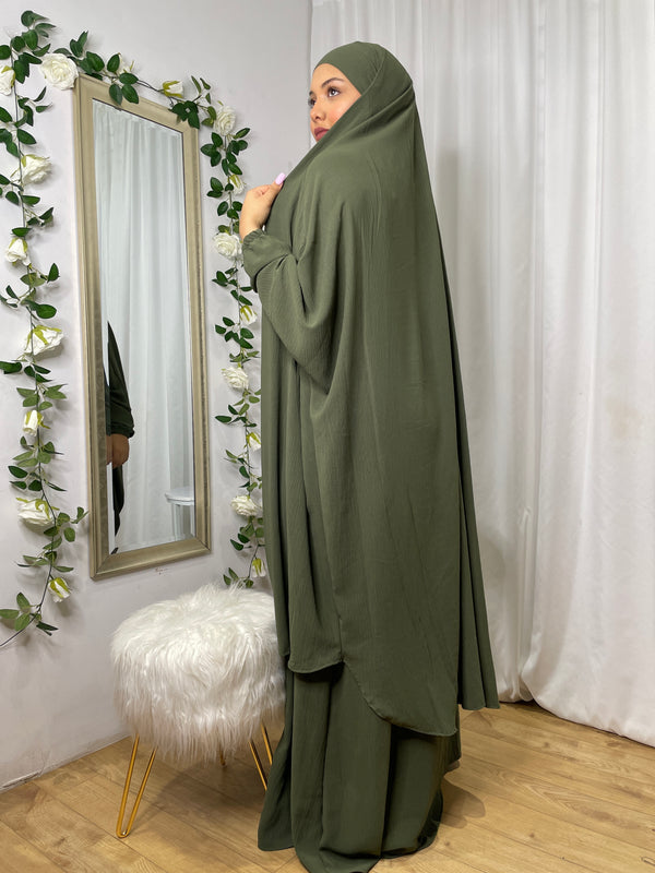 Jilbab Marwa avec jupe - Vert Kaki