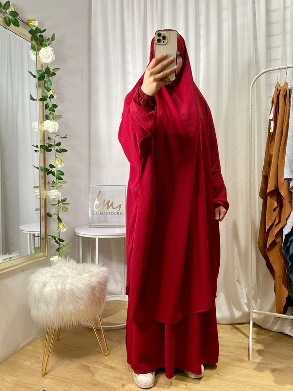 Jilbab Marwa with skirt - Red