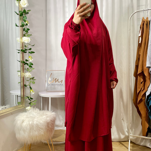 Jilbab Marwa with skirt Red La Mastoura