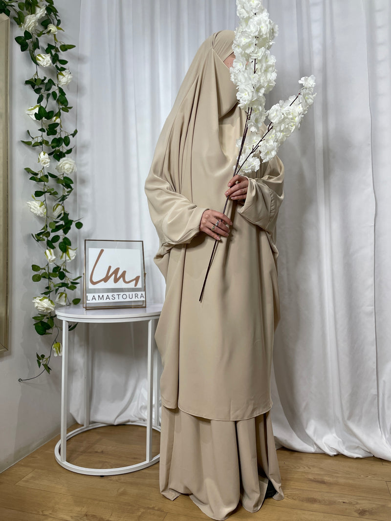 Jilbab Safaa with skirt - Light Beige