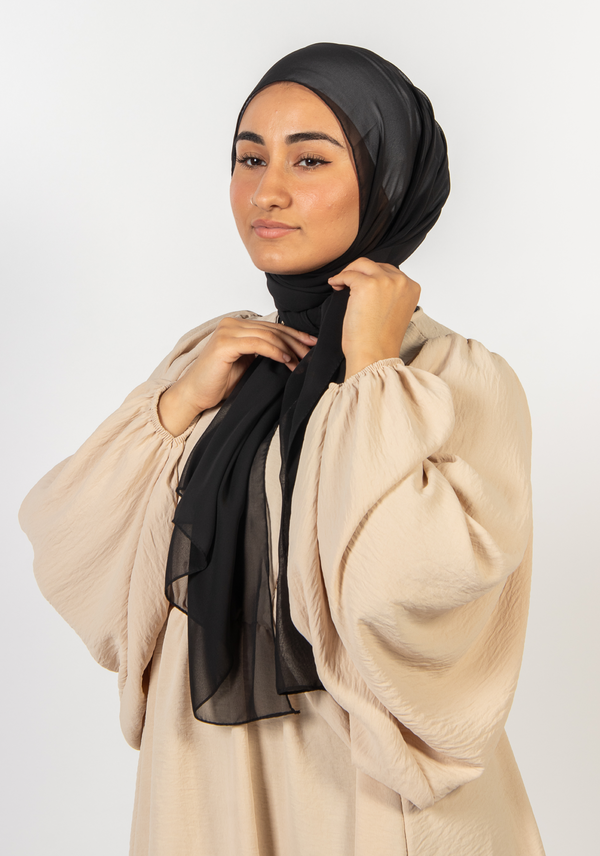 Chiffon hijab - Black "Carbón"